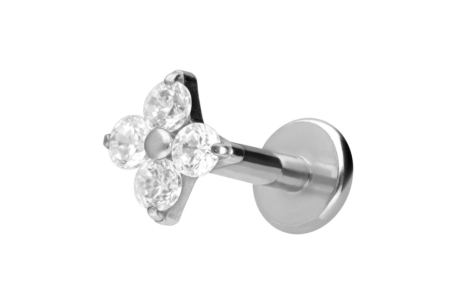 Titan Labret Piercing mit Innengewinde KRISTALLBLUME